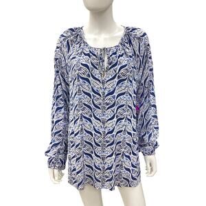 Lilly Pulitzer Blue and White Silky Blouse